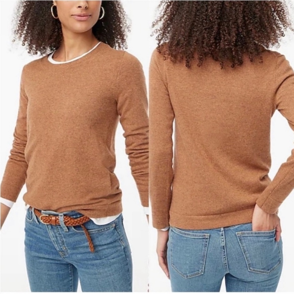 NWT J Crew Women's Crewneck Sweater in Heathered Camel Sz med M